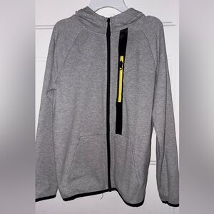 Boy’s Gray Zip-Up Hoodie/Vest with Yellow Accent Size Large 10-12